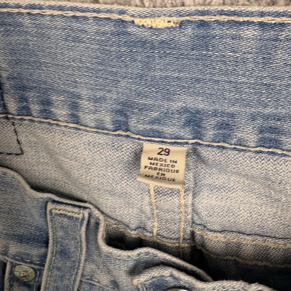 True Religion Skinny Jeans Mens 29x33 Blue Light Wash Faded Whiskered Y2K Cotton